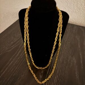 Gold Rope Chain Necklace with Braided Design